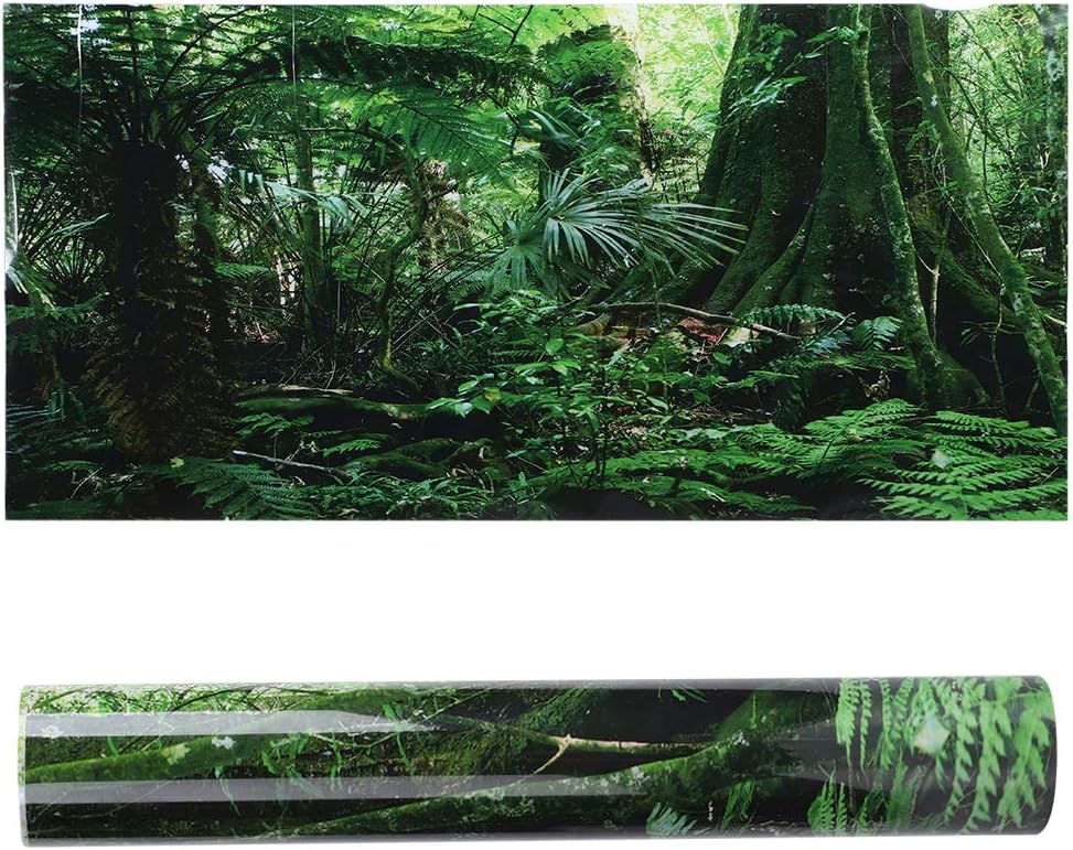 Jonlaki PVC Reptile Box Rainforest Background Poster Self Adhesive Sticker Aquarium Decoration (61 * 41cm)