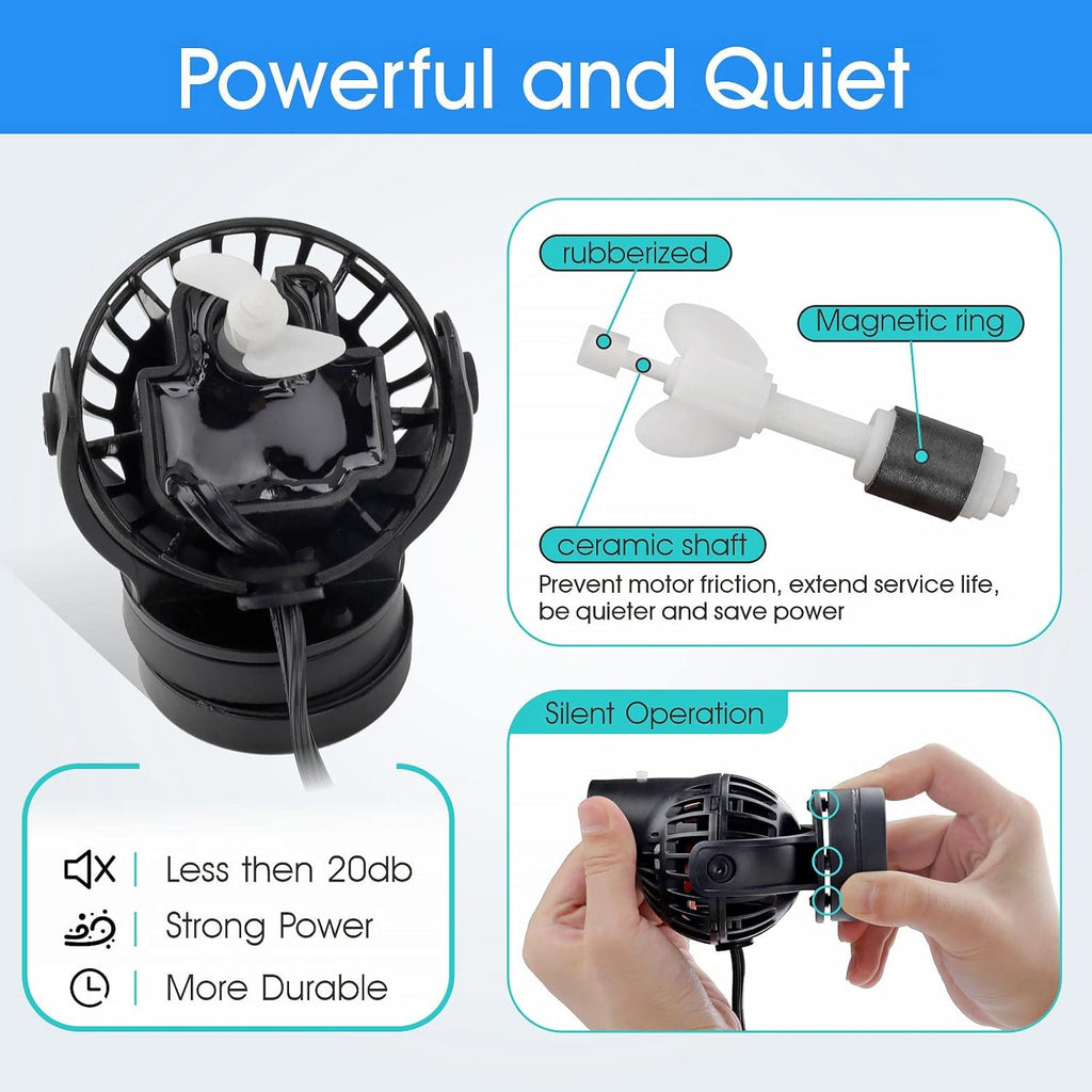 hygger Wave Maker with Controller for Feeding, 792 GPH Ultra-Silence Aquarium Powerhead with Strong Magnet Suction Base for Freshwater or Saltwater Fish Tank, 360° Rotating Aquarium Wavemaker Black
