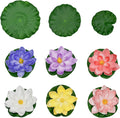 6Pcs Artificial Floating Foam Lotus Flower with 12Pcs Lotus Leaves for Indian Return Gifts Home Garden Pool Pond Fishbowl Aquarium Indian Diwali Decorations
