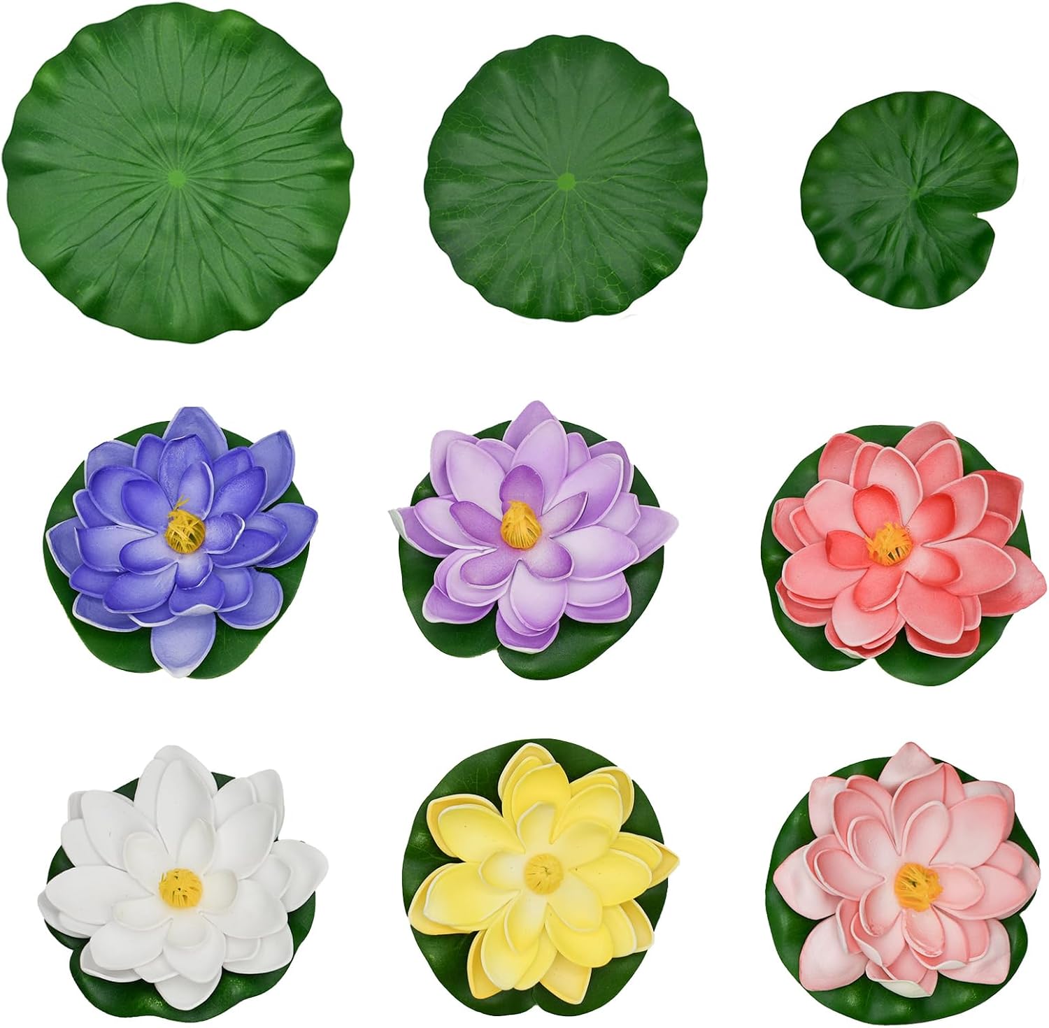 6Pcs Artificial Floating Foam Lotus Flower with 12Pcs Lotus Leaves for Indian Return Gifts Home Garden Pool Pond Fishbowl Aquarium Indian Diwali Decorations