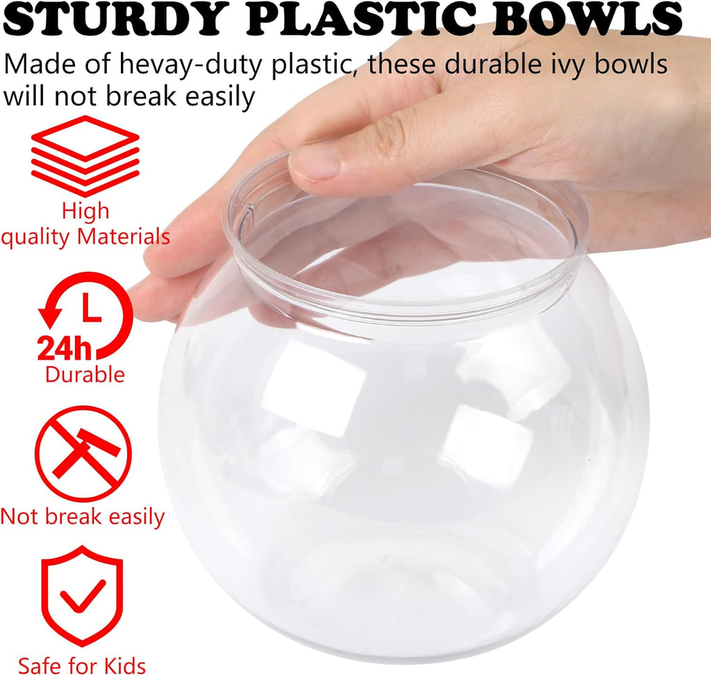 MIDELONG Mini Plastic Fish Bowl, 27 oz Decorative Fish Bowls Unbreakable Heavy Duty Goldfish Bowl for Centerpiece Vases, Party Decorations, Pack of 1