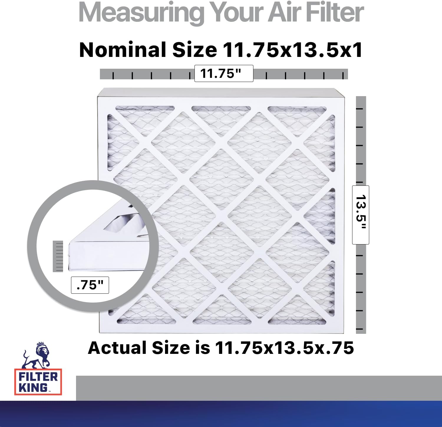 Filter King 11.75x13.5x1 Air Filter | 4-PACK | Carbon MERV 8 HVAC Pleated A/C Furnace Filters | MADE IN USA | Actual Size: 11.75 x 13.5 x .75"