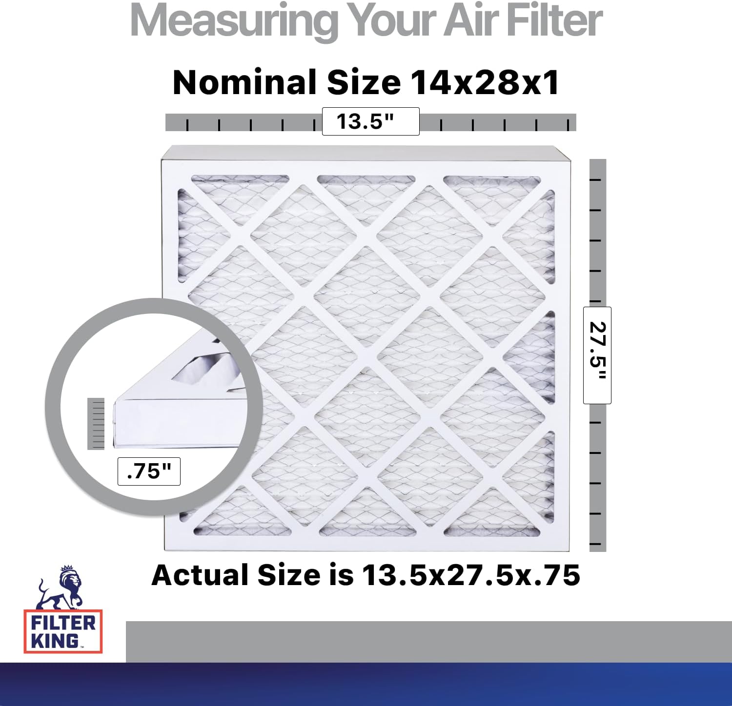 Filter King 14x28x1 Air Filter | 4-PACK | Carbon MERV 8 HVAC Pleated A/C Furnace Filters | MADE IN USA | Actual Size: 13.5 x 27.5 x .75"