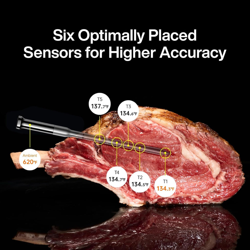 Typhur Sync Gold Dual Gift Set, WiFi Wireless Meat Thermometer with 2 Slim Probes & Storage Case, 6 Sensors, 10x Stronger Signal, Smart Base, ±0.5℉ Accuracy, Grill BBQ Christmas Gifts for Men