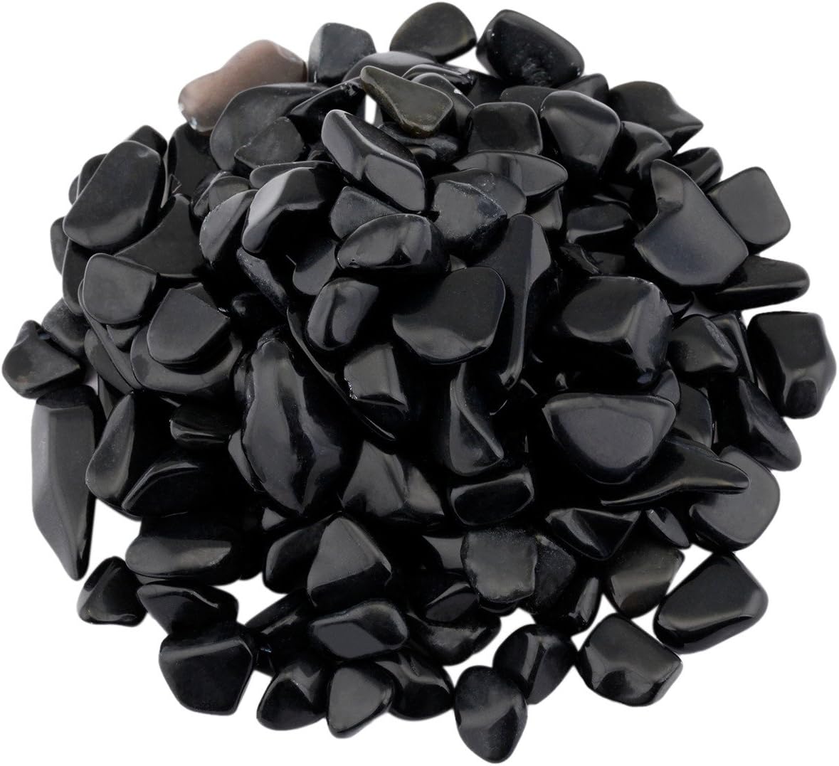 SUNYIK Black Obsidian Tumbled Chips Stone Crushed Pieces Irregular Shaped Stones 0.3-0.5 inch 1pound(about 460 gram)