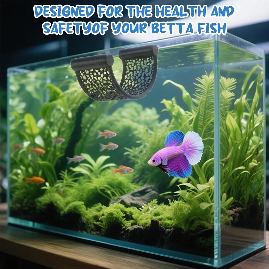 2 Pack Floating Betta Hammock Leaf Bed – Resting Platform for Betta Fish, Shrimp & Small Fish | Compact Aquarium Decor for Nano Tanks, Low Flow Aquariums & Aquascape Setup (Black)
