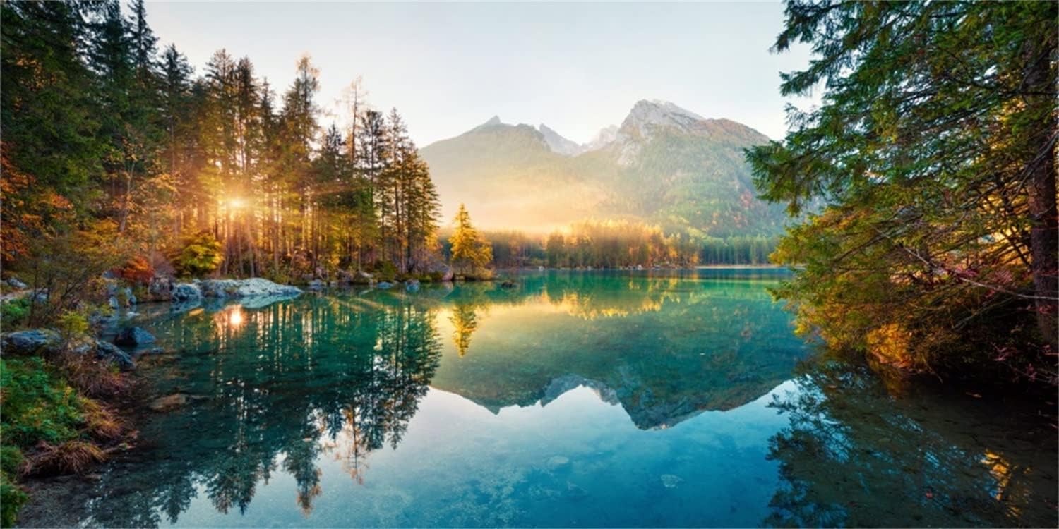 AWERT 30x18 inches Nature Landscape Aquarium Background River Mountain Autumn Scenery Fish Tank Background Vinyl Background