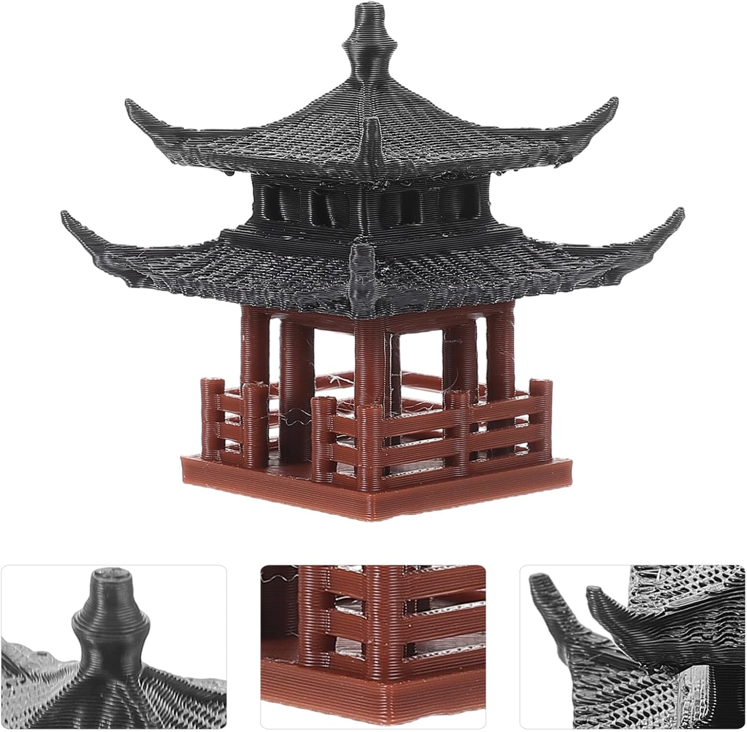 SUPVOX Miniature Pavilion Figurine Aquarium Decoration Small Chinese Garden Ornament Fish Tank Shelter Micro Landscape Bonsai Accessory