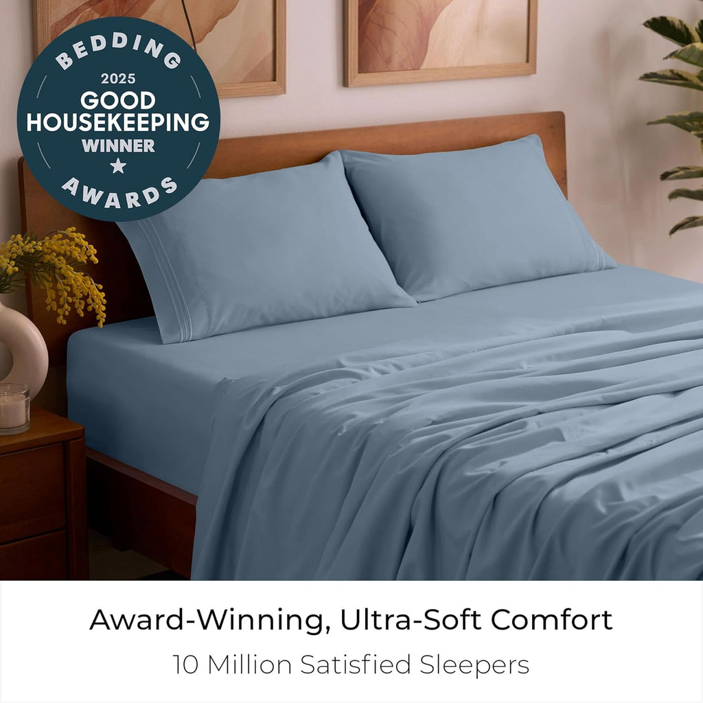 Mellanni Full Sheets Set - 4 PC Iconic Collection Bedding - Hotel Luxury, Extra Soft, Cooling Bed Sheets - Wrinkle, Fade, Stain Resistant (Full, Blue Hydrangea)