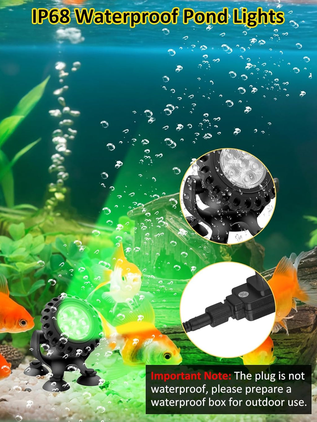 T-SUN Pond Lights LED Underwater 16 Colors with Timer Remote Control IP68 Waterproof Dimmable Submersible Fountain Lights Outdoor Spotlight for Fish Pond Garden Yard Aquarium Pool