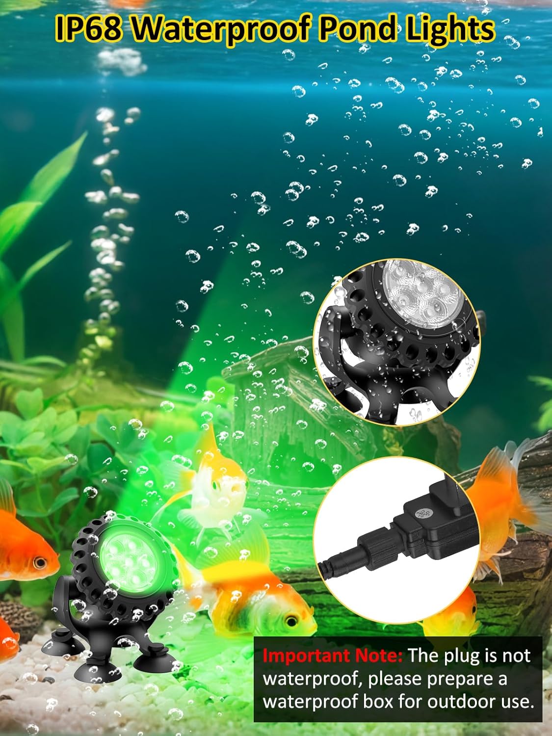 T-SUN Pond Lights LED Underwater 16 Colors with Timer Remote Control IP68 Waterproof Dimmable Submersible Fountain Lights Outdoor Spotlight for Fish Pond Garden Yard Aquarium Pool
