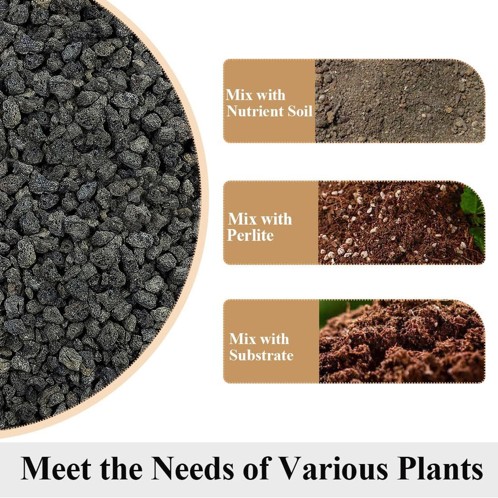 Black Horticultural Lava Rocks for Plants, 10lb Succulents Cactus Bonsai Soil Lava Rocks for Aquarium Outdoor Decorative Stones for Craft Projects, Vase Fillers