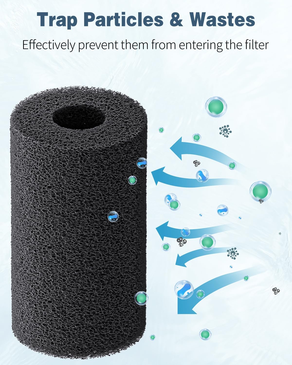 Pawfly 12 Pack Pre-Filter Sponge, Aquarium Filter Sponge 0.8" Intake Sponge Foam Roll for Small Fish Shrimp Fry Fish Tank Covers Accessories