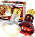 REPTI ZOO 75W Reptile Heat Lamp Bulb, 2PCS Day & Night Basking Spot Light Combo Pack Includes Infrared Heat Lamp and UVA Daylight Heating Lamp Basking Light