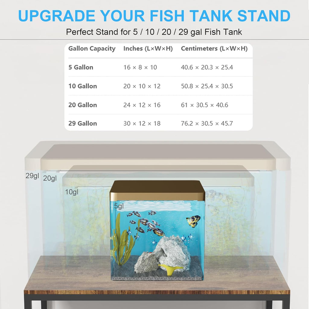 20-29 Gallon Fish Tank Stand, 3-Tier Adjustable Large Aquarium Stand, Metal Reptile Breeder Turtle Terrarium Rack Plant Shelf for Home Office, Load 350lbs, 30.7" L x 13.77" D x 31.51" H, Black