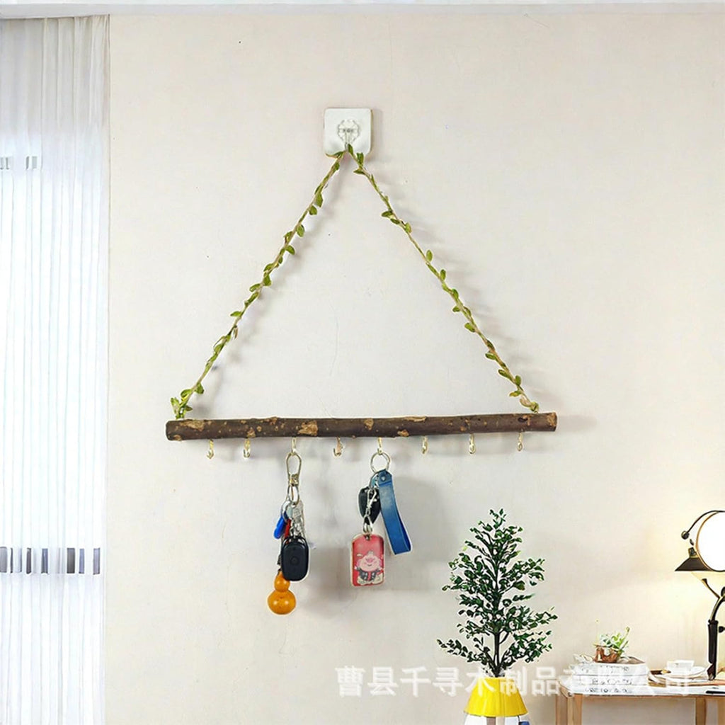 2 Pcs Decorative Leaf Floating Wall Shelves Coat Hooks Driftwood Branch Hook Branch Hanger Rack for Keys Hats Entryway(Leaf,5 Hook)