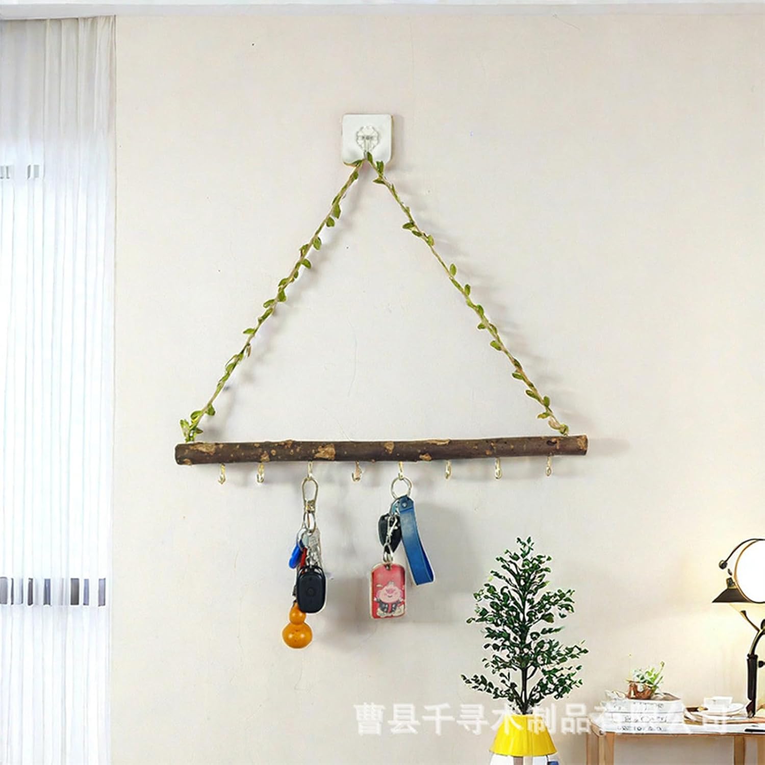 2 Pcs Decorative Leaf Floating Wall Shelves Coat Hooks Driftwood Branch Hook Branch Hanger Rack for Keys Hats Entryway(Leaf,5 Hook)