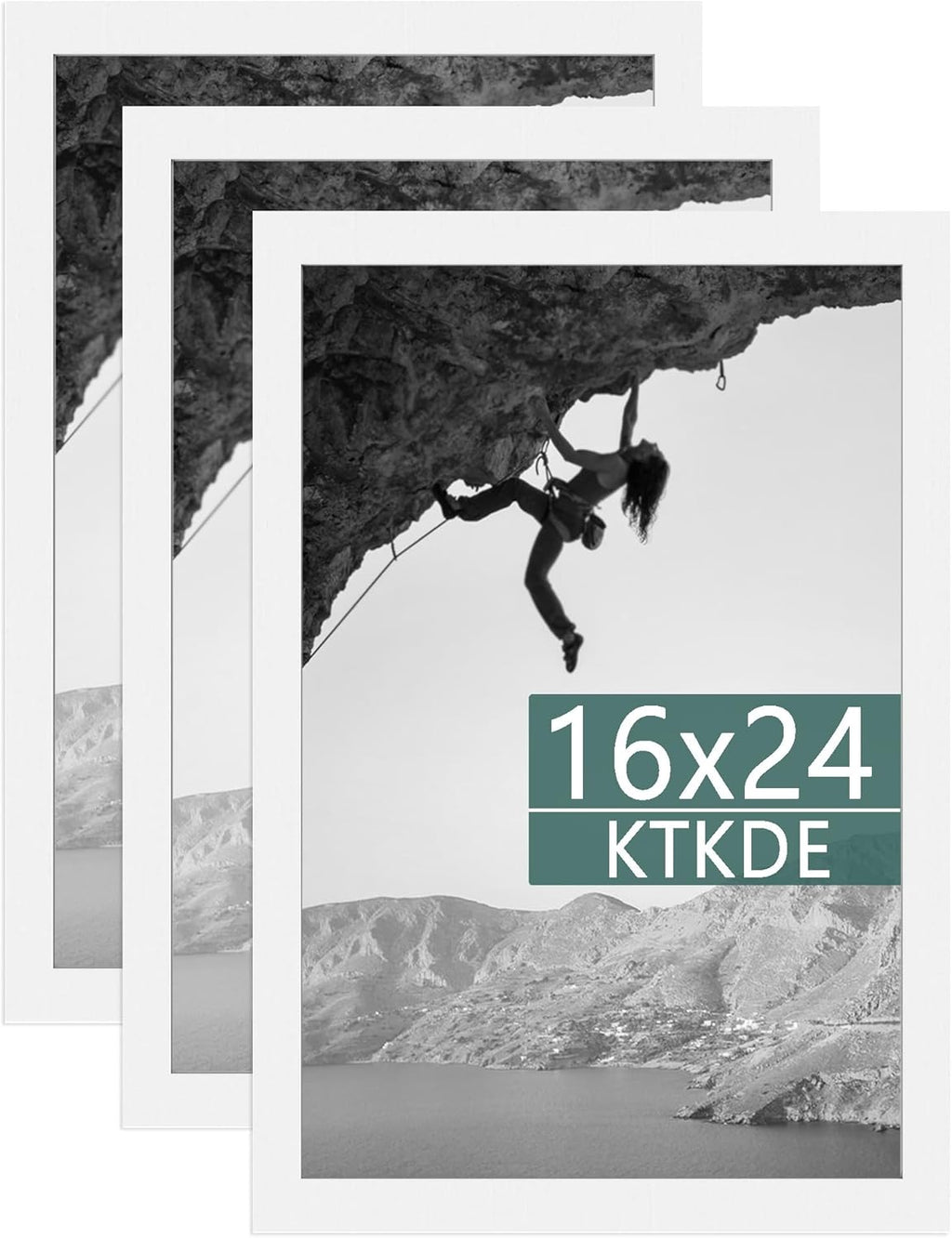 KTKDE 16x24 Picture Frame Wooden White 3 Pack,Poster Frames with Polished Plexiglass, Wall Hanging Large Studio Gallery Photo Frames Decorating for Minimalist Style Suitable,Any style Best gift