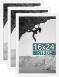 KTKDE 16x24 Picture Frame Wooden White 3 Pack,Poster Frames with Polished Plexiglass, Wall Hanging Large Studio Gallery Photo Frames Decorating for Minimalist Style Suitable,Any style Best gift