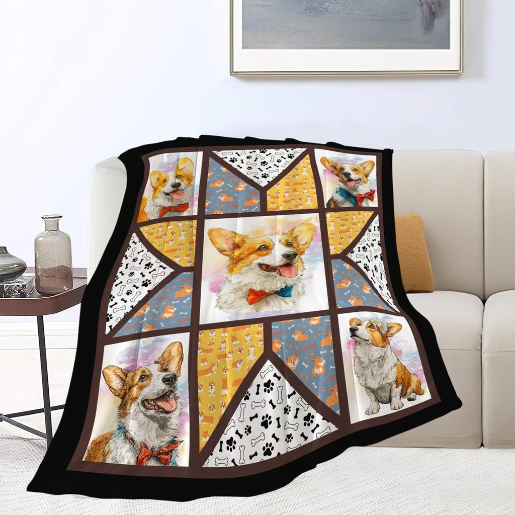 Corgi Throw Blanket Corgi Puppy Stuff Gifts for Dog Lover Kids Girls Boys Adults Women Men Soft Cozy Warm Plush Fluffy Fuzzy Fleece Blanket Decor 50''X60''