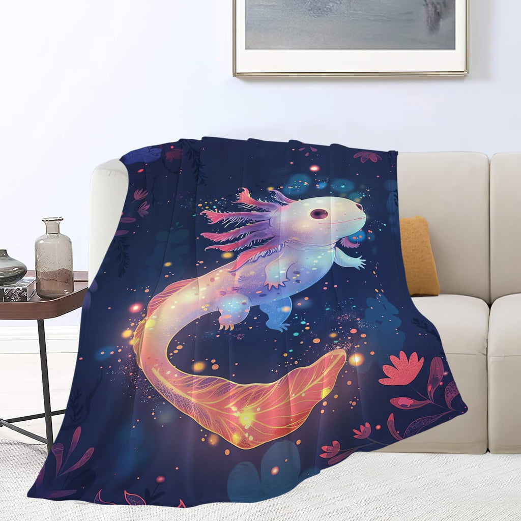 Cute Axolotl Blanket Cartoon Axolotl Throw Blanket Gifts for Women Girls Men Boys Kids Adults Super Soft Cozy Plush Fluffy Fuzzy Fleece Blanket Decor 40''X50''
