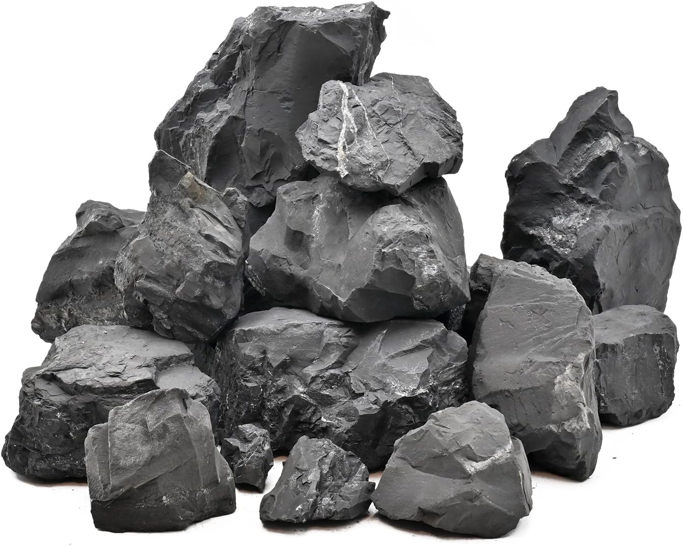 Unocho Fish Tanks Stone 20lb Natural Black Rocks for Aquariums Paludarium Decorative Aquascaping Stone for Reptile Terrariums Bonsai Gardens Indoor Outdoor(3"-9"-8pcs)