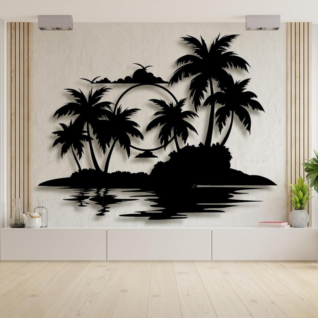 Palm Tree Metal Wall Decor,Palm Tree Metal Wall Art,Metal Palm Tree,Metal Palm Tree Wall Decor,Tropical Metal Wall Art,Beach Wall Decort,Metal Wall Decor (style 2,white,39 L" x 31 W" / 100 x 78 cm)