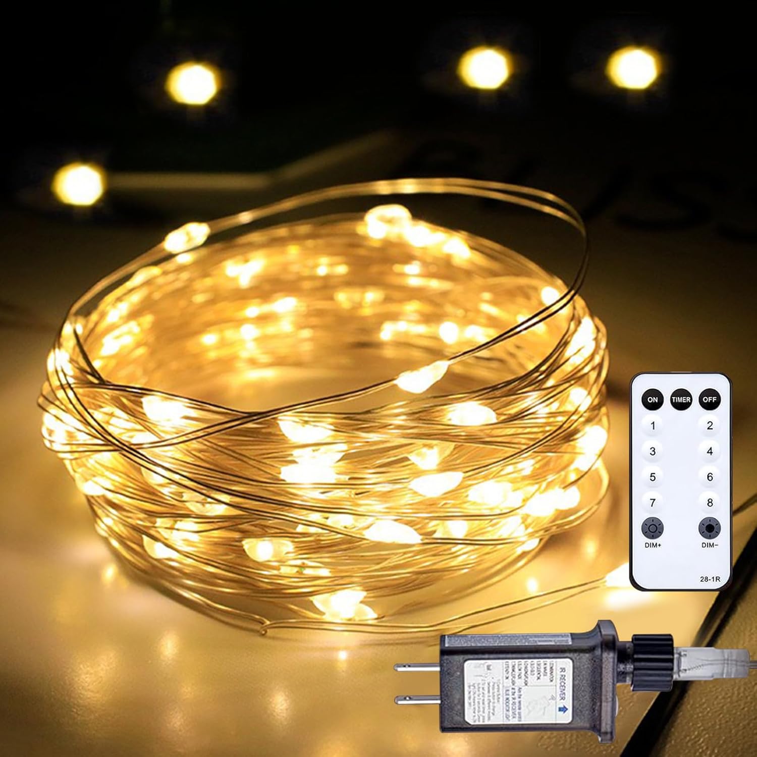 Upgraded 105FT 300 LED Fairy Lights Plug in Outdoor/Indoor, Timer & Remote & 8 Modes, Silver Wire Christmas String Lights, Waterproof Twinkle Lights for Xmas Tree Holiday Party Garden