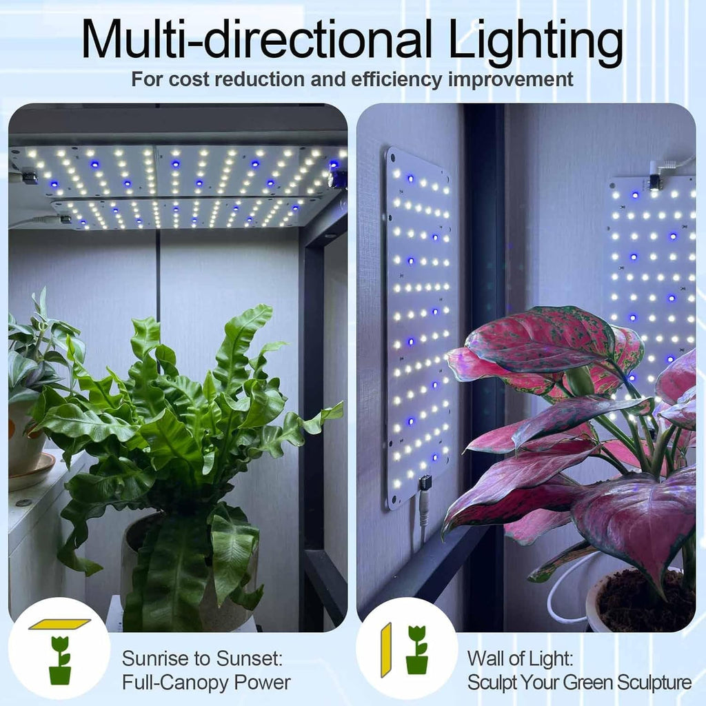 DOMMIA Grow Light, 20W Ultra-Thin Panel Grow Lights for Indoor Plants, High PPFD Full Spectrum, Dimmable, 6/12/16H Timer Auto on/Off, Suitable for Indoor Growing, Warm White 2-Pack