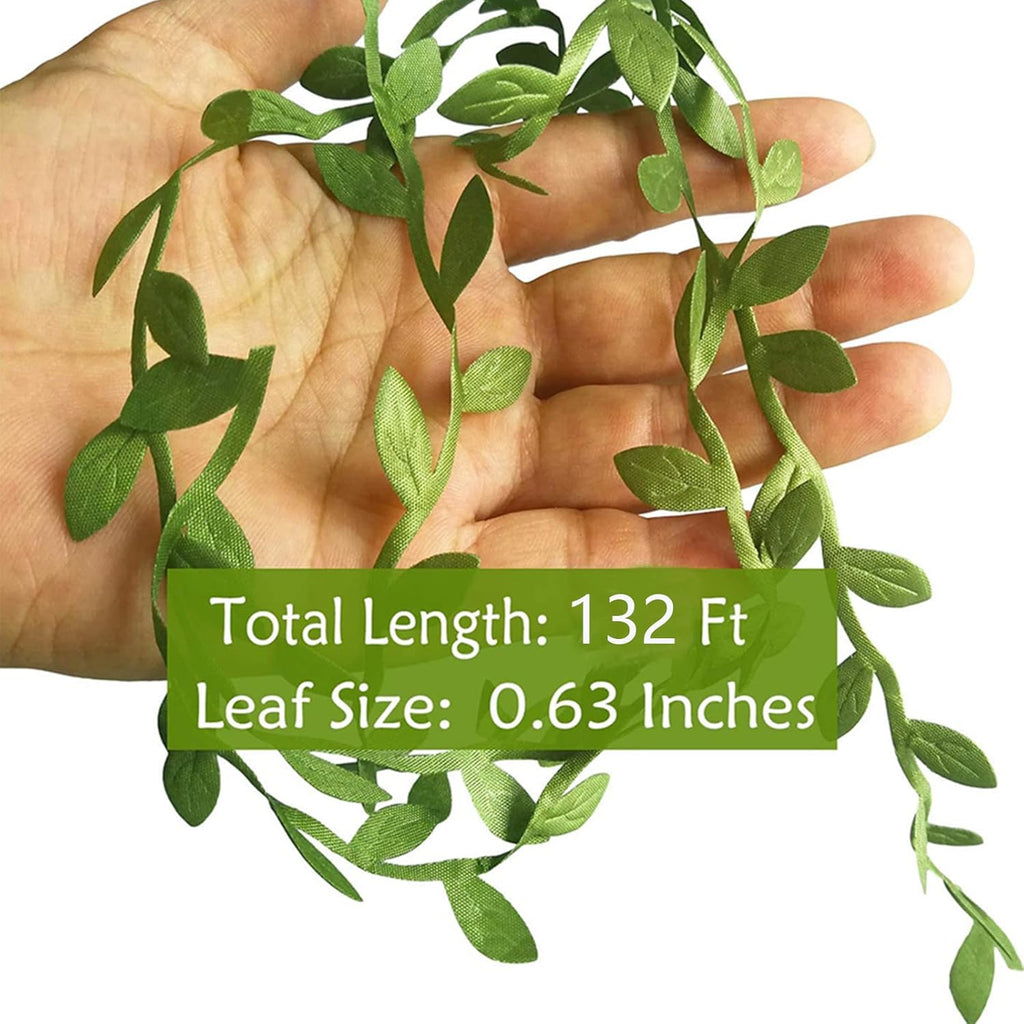 Artificial Greenery Eucalyptus Vine, 132ft Green Plants Fake Hanging Leaves Jungle DIY Wreath for Wall Decor Party Christmas Wedding Garland Garden Headband Wreath Wraping Craft (Green, 132)