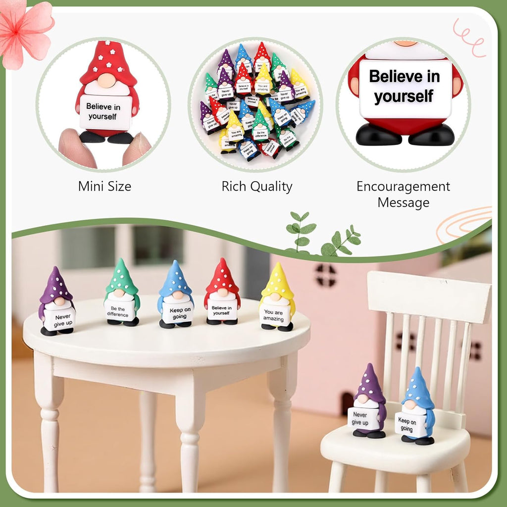 Gejoy 50 Pcs Mini Rubber Gnome Toys Positive Mini Gnomes Figures to Hide Emotional Uplifting Gifts Decorations and Encouragement Christmas Motivational Gifts for Colleague Staff Teacher