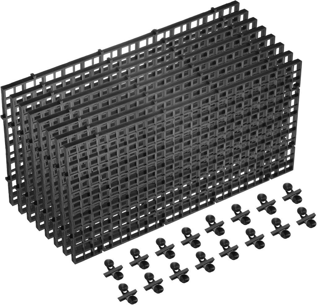 uxcell 8Pcs Aquarium Fish Tank Divider, 12x6 Inch Plastic Egg Crate Light Diffuser Grid Filter Bottom Partition Separator with Sucker Clips and Suction Cups for Aquarium, Black