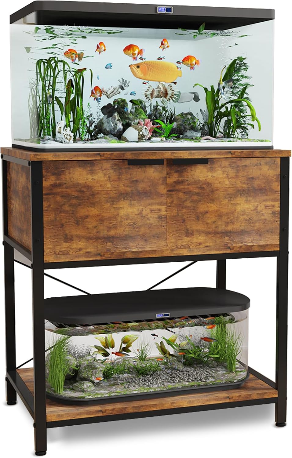 TFK 20-29-37 Gallon Fish Tank Stand, Aquarium Stand with Cabinet Storage for Aquarium Stand, Cabinet for Fish Tank Accessories Storage, Heavy Duty Tank Stand for Home Office Turtle Reptile Tank Stand