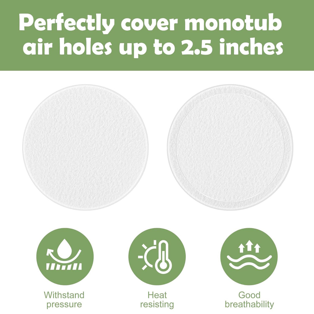 24 Pcs 2.5" Monotub Adhesive Filter Disks-2MM Thick Monotub Filter Discs-Monotub Filters for Mushroom Growing Supplies Filter Pad Replacements