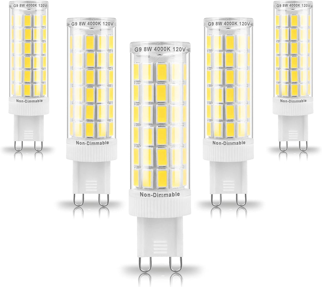 G9 Led Bulbs 75W 80W 100W Replacement 4000K Natural White,1000 lm, AC120V G9 8W Bi-pin Neutral LED Corn Light Bulb for Chandelier Pendant Bathroom Vanity Ligting,5Pack