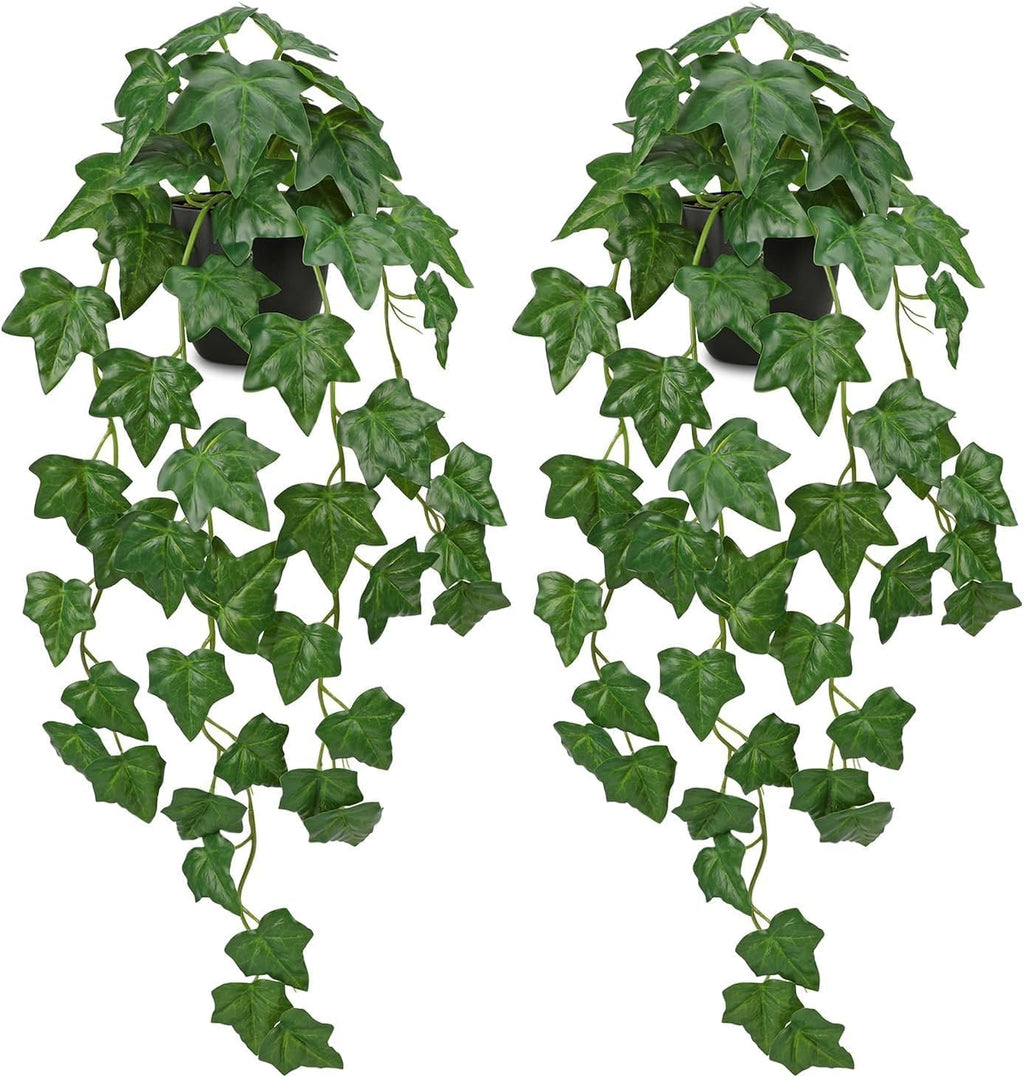 Set of 2 Fake Ivy Plant for Home Decor Indoor Silk Artificial Hanging Plant 25" Fake Ivy Vine Faux Ivy Leaves for House Room Indoor Outdoor Home Shelf Office Plant Decor