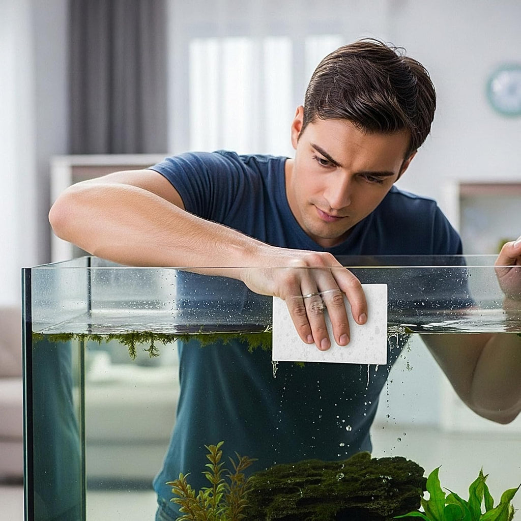 Vesici 24 Pcs Aquarium Algae Pad Double Side Algae Pad Aquarium Cleaner Sponge Non Scratch Fish Tank Scraper Cleaning Tools for Glass Acrylic Turtle Fish Tank Supplies