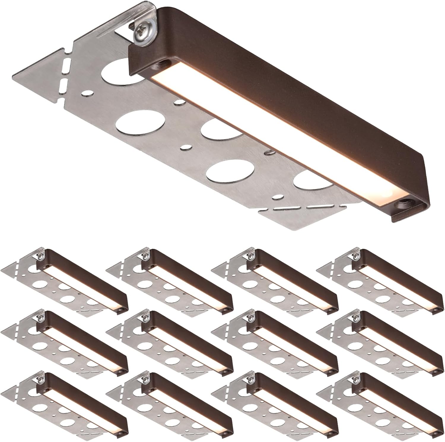 LEONLITE 12-Pack 7 Inch LED Hardscape Lighting, Update Retaining Wall Lights, 3W/4W/5W Dimmable Outdoor Step Lights, 12-24V AC/DC Paver Light Low Voltage, LED Landscape Lighting, 2700K Soft White, ETL