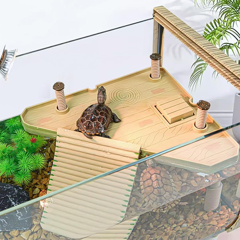 Keedolla Floating Turtle Pier and Basking Platform, Turtle Basking Platform Ramp Tortoise Reptile Floating Docks Climbing Ladder for Crabs, Frogs, Newts, Salamanders - Medium