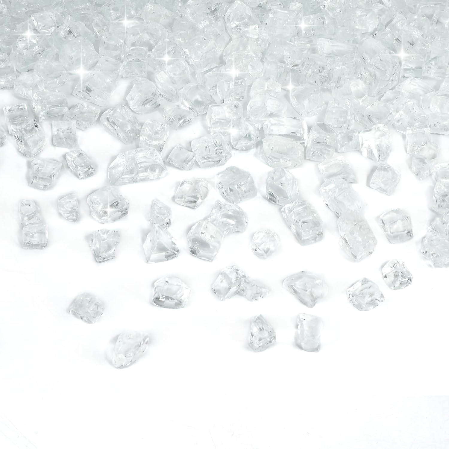 Skyflame High Luster 10-Pound Regular Fire Glass for Fire Pit Fireplace Garden Landscaping Platinum 1/2" Size