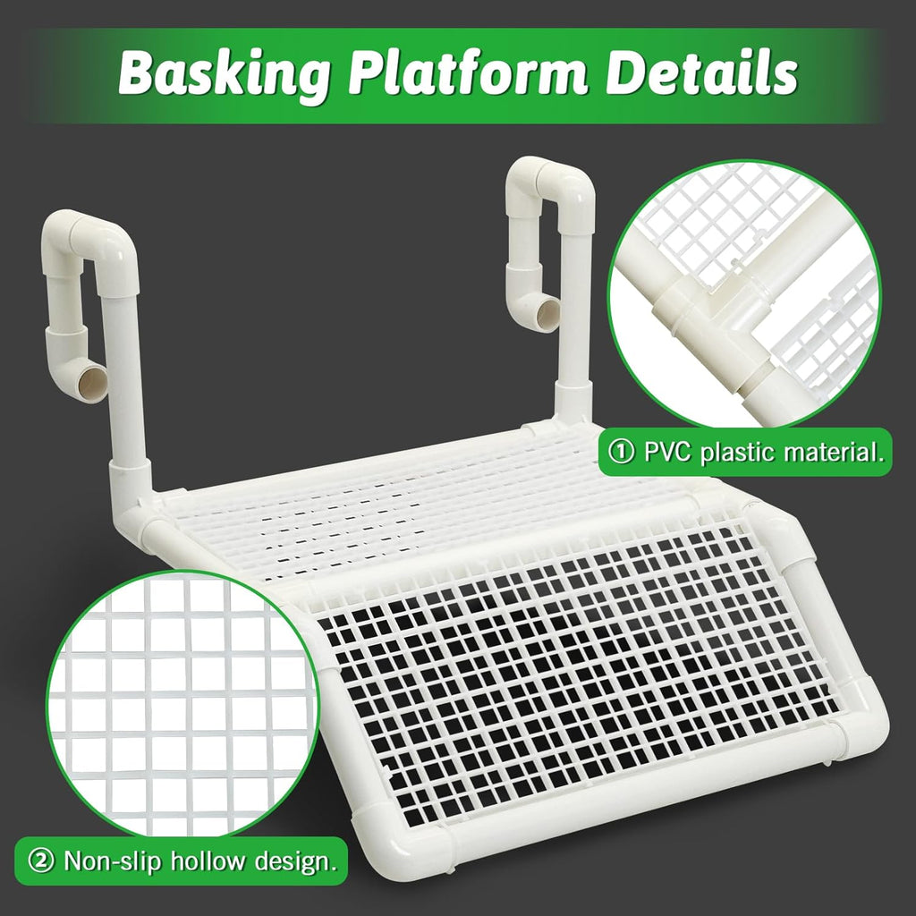 Fhiny Hanging Turtle Basking Platform, Plastic Turtle Floating Dock Basking Area Reptile Climbing Ramp for Aquatic Turtles Tortoise Tank Accessories Decor for Lizard Gecko Hermit Crab