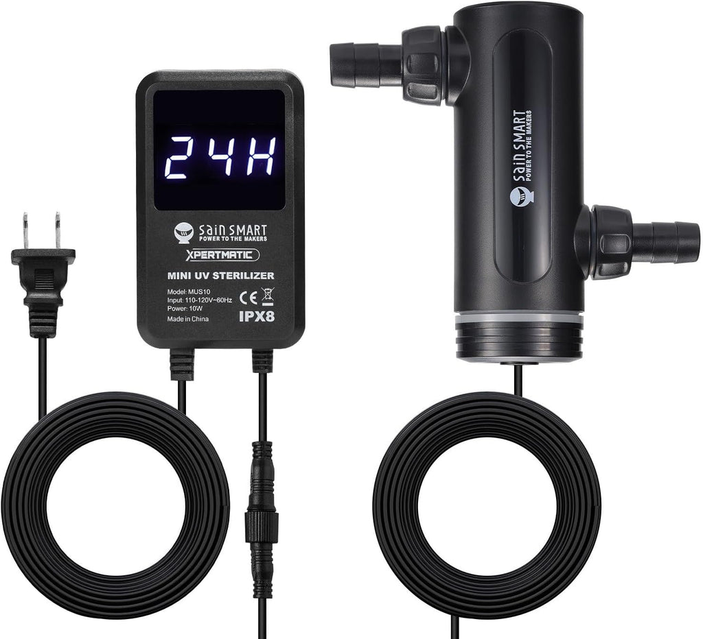 SainSmart XpertMatic Aquarium 10W Clean Light, Mini Submersible Aquarium Light with Timer, Waterproof Cleaning Lamp Greening for 40-80 Gallon Fish Tank and Aquariums
