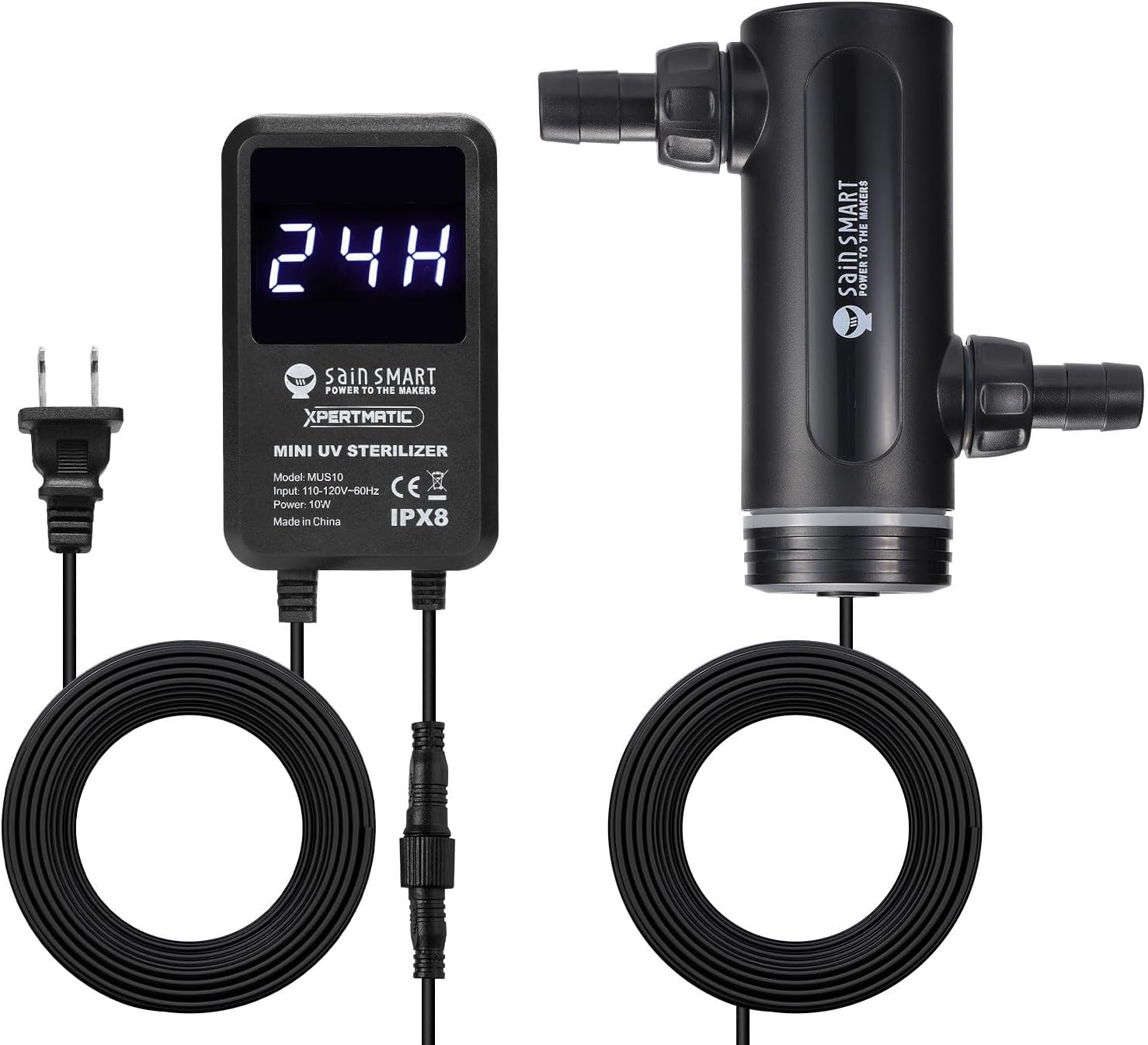 SainSmart XpertMatic Aquarium 10W Clean Light, Mini Submersible Aquarium Light with Timer, Waterproof Cleaning Lamp Greening for 40-80 Gallon Fish Tank and Aquariums