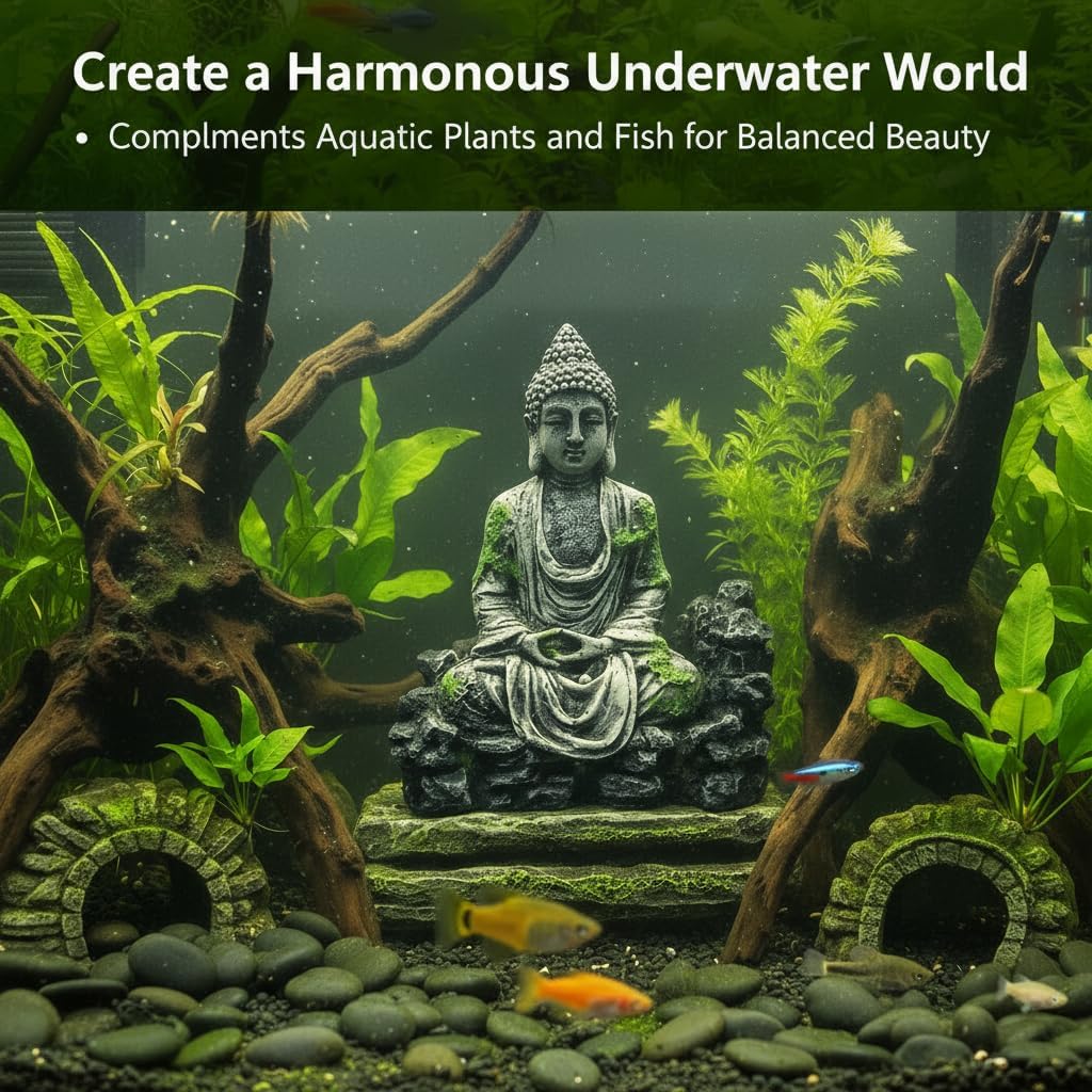 Buddha Meditation Budda Sculpture Decoration for Fish Tanks, Aquarium Decorations, Zen Garden Bonsai Decorations