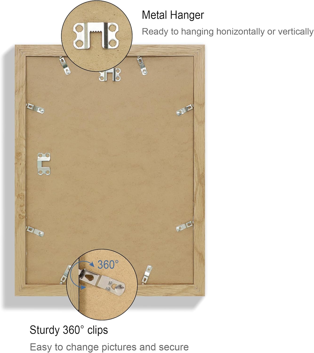 11x15 Picture Frame Set of 4, Made of Real Glass and Natural Oak Frame - Display Picture 10x14 with Mat or 11x15 Without Mat, 11 by 15 Photo for Wall Mounting