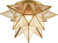 DAYCENT Gold Moravian Star Ceiling Light Fixture Modern Moroccan Seeded Glass Brass Flush Mount Ceiling Lights for Hallway Bedroom Kitchen, 18 Inches