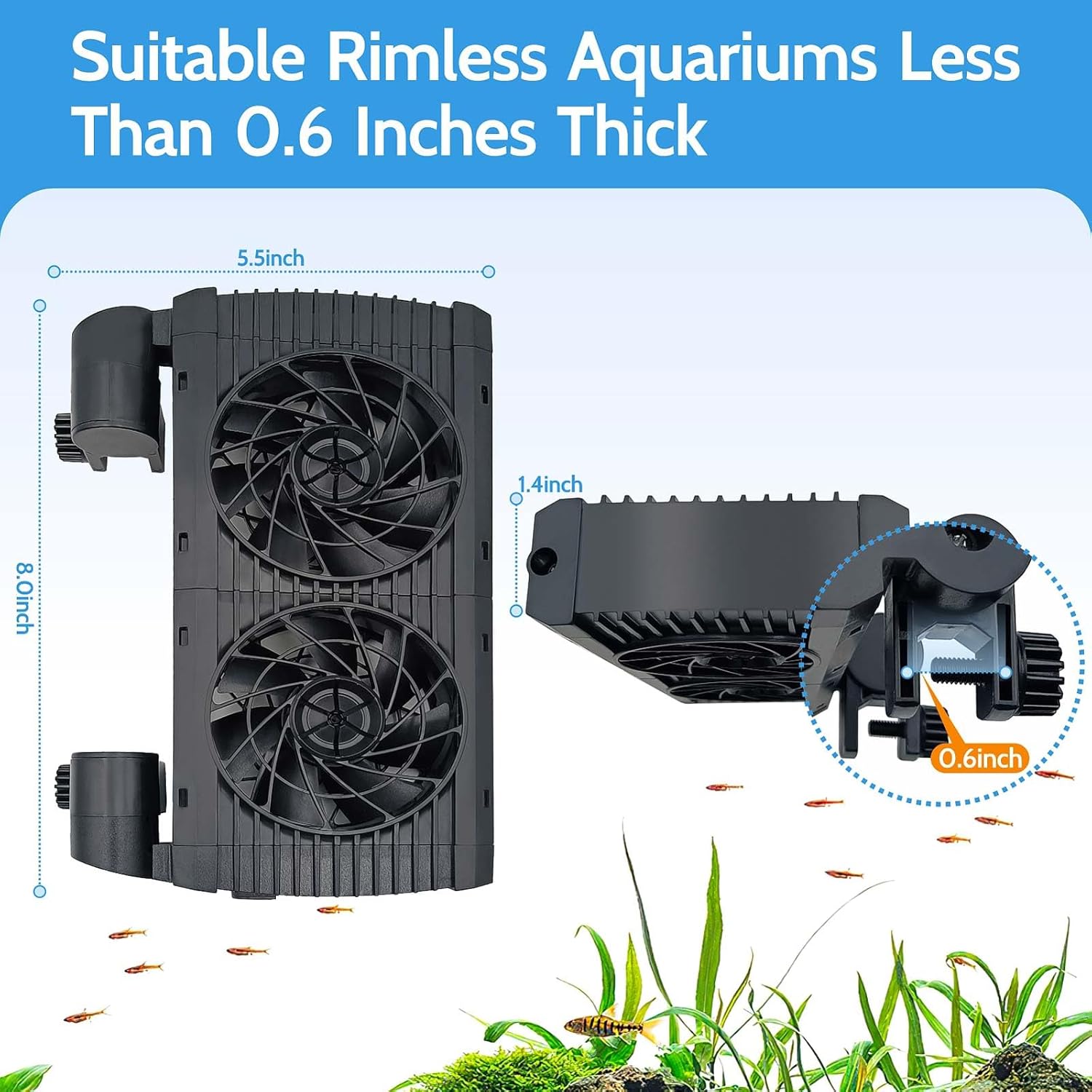 Upgrade Aquarium Fan with Memory Function,Fish Tank Cooling Fan,Aquarium Cooler Water Chiller for Axolotl Betta Fish Accessories with Adjustable Speed and Timer