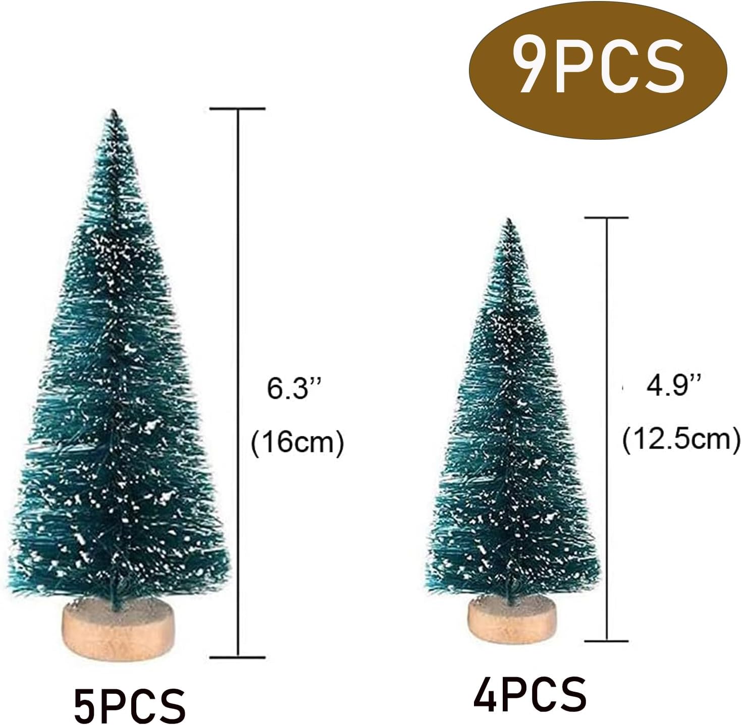 9PCS Artificial Christmas Trees,Sisal Snow Frost Trees Bottle Brush Trees Mini Christmas Tree Pine Tree for DIY Room Decor Home Table Top Decoration