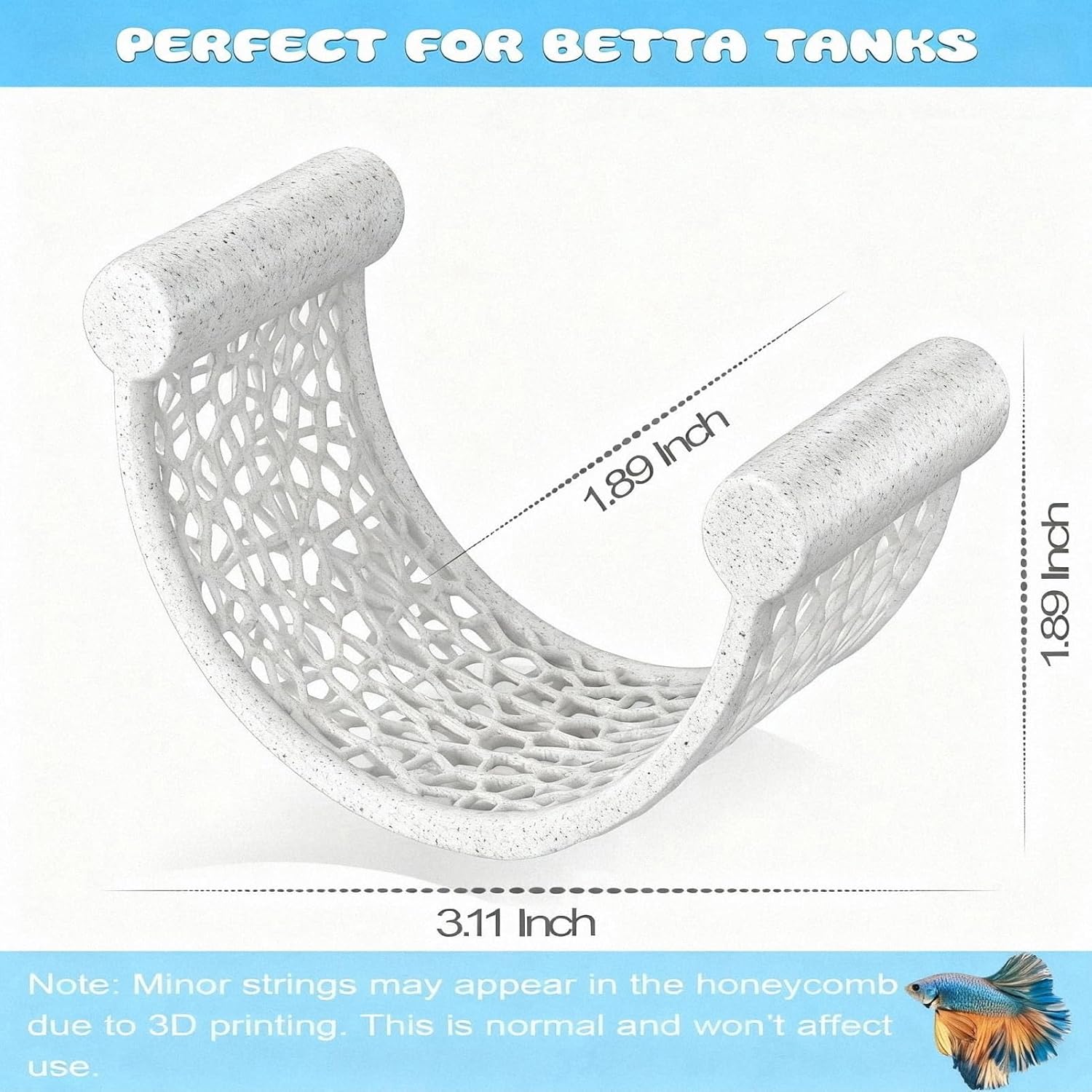 Marble Gray Floating Betta Fish Hammock – Minimalist Rest Platform & Floating Bed – Betta Tank Accessories for Small Aquariums, Nano Tanks & Shrimp – Sleek Floating Perch Ledge for Bettas & Small Fish