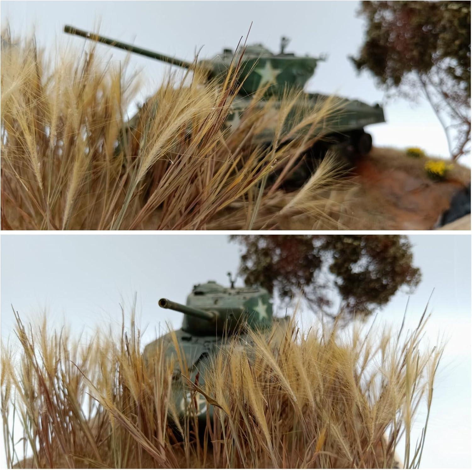 Woohome 2 Pack Miniature Static Grass Model Wheat Model Grass Tufts Static Artificial Grass for Train Landscape Railroad Scenery